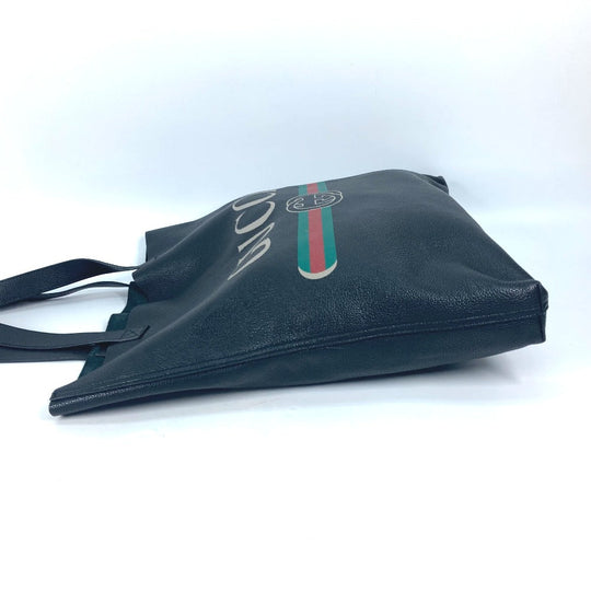 GUCCI Tote Bag 572768 leather black Sherry line Logo print unisex(Unisex) Used Authentic