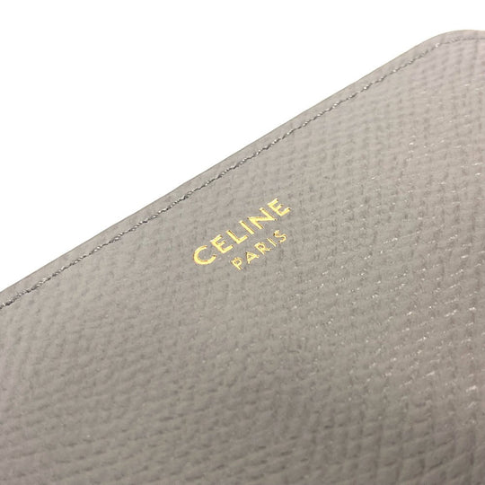 CELINE Folded wallet 10L203BEL.10BL leather gray Compact wallet Small Zip Wallet Essential Women Used Authentic