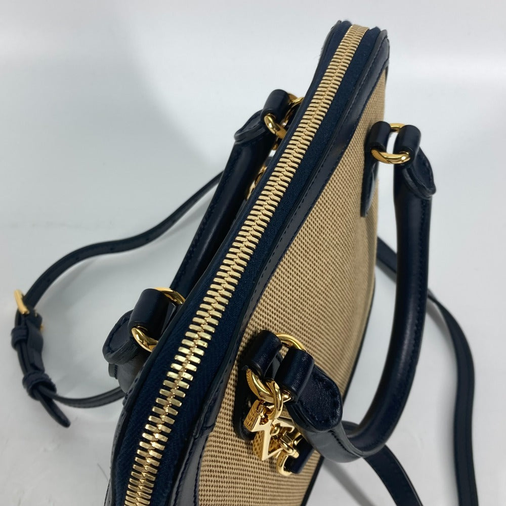 GUCCI Handbag 621220 Canvas leather beige x dark navy Horsebit 1955 Small top handle Women Used Authentic