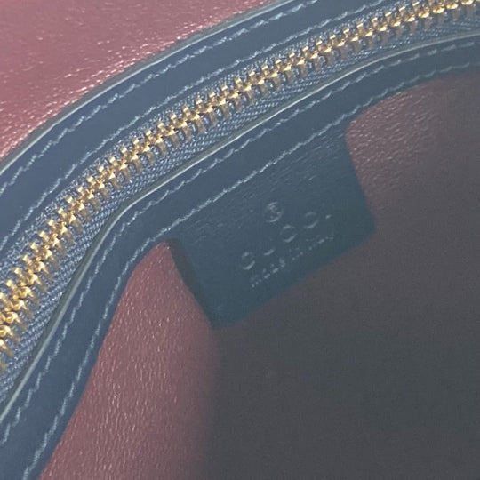 GUCCI Handbag 621220 Canvas leather beige x dark navy Horsebit 1955 Small top handle Women Used Authentic
