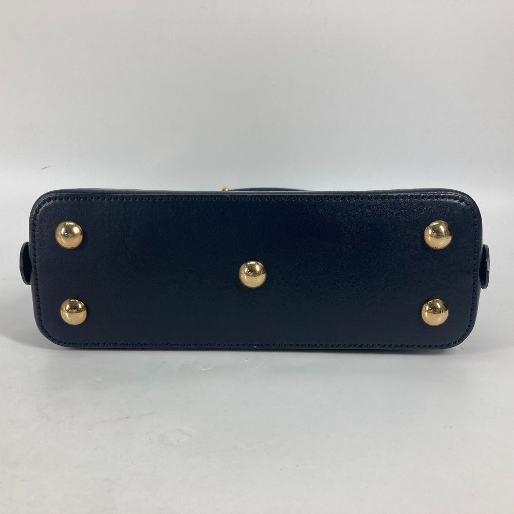 GUCCI Handbag 621220 Canvas leather beige x dark navy Horsebit 1955 Small top handle Women Used Authentic