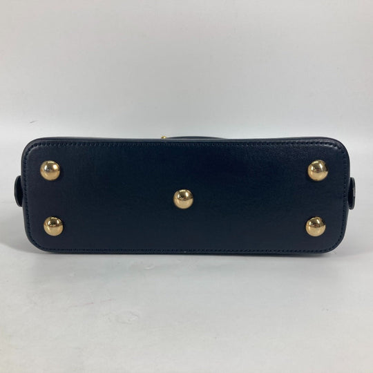 GUCCI Handbag 621220 Canvas leather beige x dark navy Horsebit 1955 Small top handle Women Used Authentic