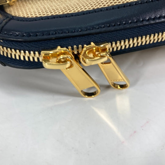 GUCCI Handbag 621220 Canvas leather beige x dark navy Horsebit 1955 Small top handle Women Used Authentic