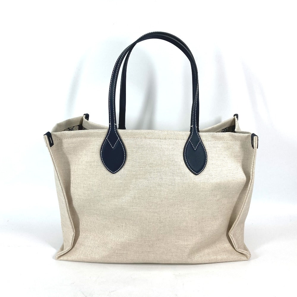 GUCCI Tote Bag 772176 Canvas leather Beige typex black Japan limited JAPAN logo print Women Used Authentic