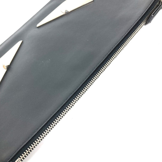 FENDI Clutch bag 7N0078 leather black Monster Bugs mens Used Authentic