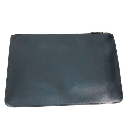 FENDI Clutch bag 7N0078 leather black Monster Bugs mens Used Authentic