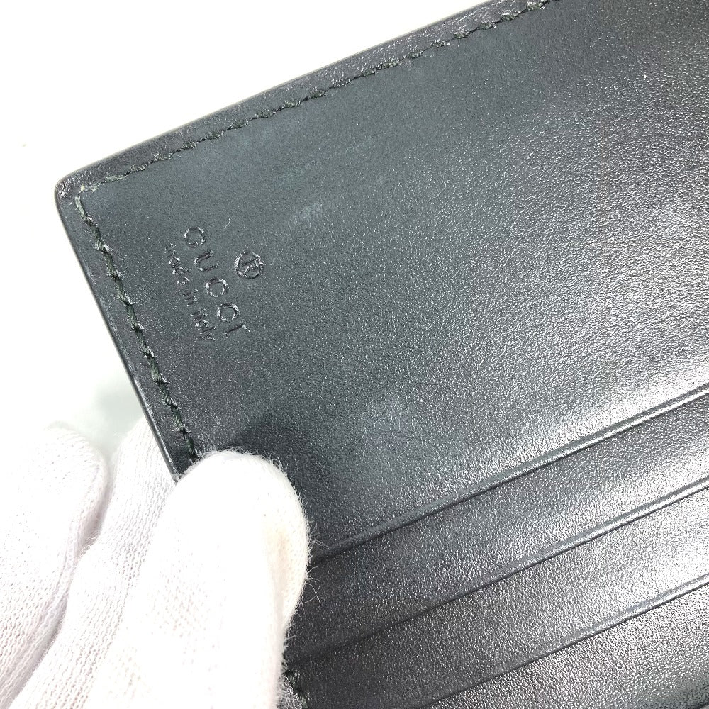 GUCCI Card Case 451192 Sima leather black Guccisima GG Ribbon Ribon Women Used Authentic