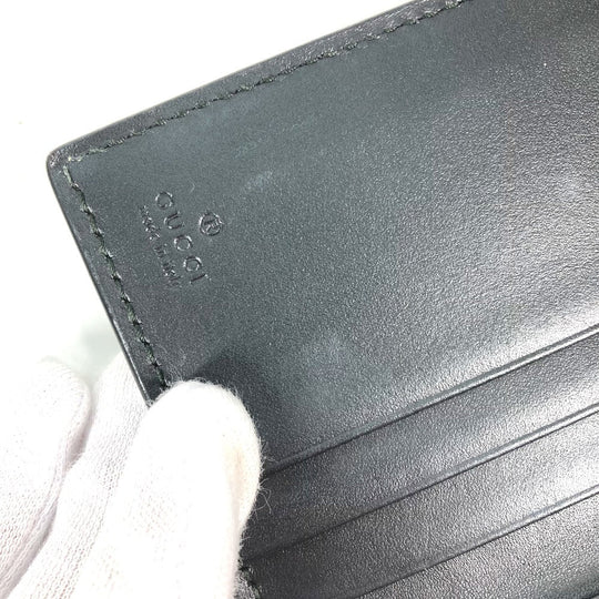 GUCCI Card Case 451192 Sima leather black Guccisima GG Ribbon Ribon Women Used Authentic