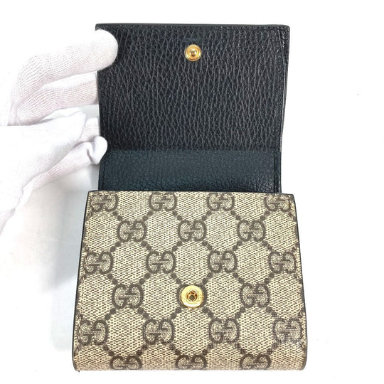 GUCCI Folded wallet 598587 Leather PVC beige GG Supreme GG Marmont Women Used Authentic