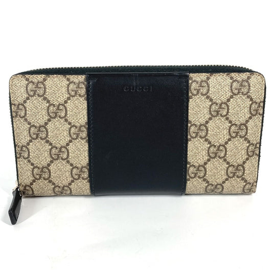 GUCCI Long Wallet Purse 451249 PVC leather beige GG Supreme Long wallet Women Used Authentic