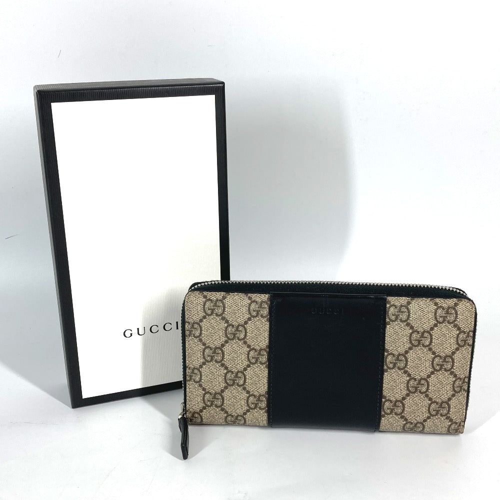 GUCCI Long Wallet Purse 451249 PVC leather beige GG Supreme Long wallet Women Used Authentic