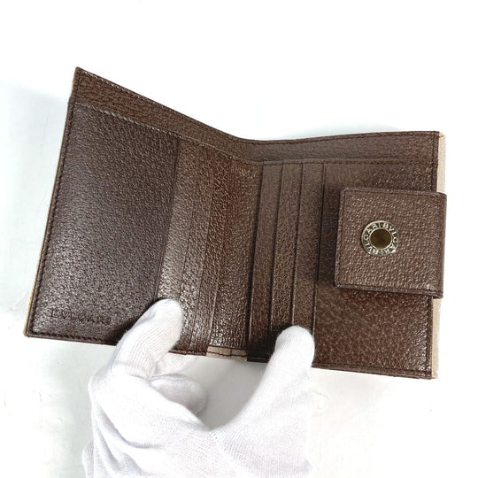 BVLGARI Folded wallet Leather / canvas Brown Logo mania Women Used Authentic