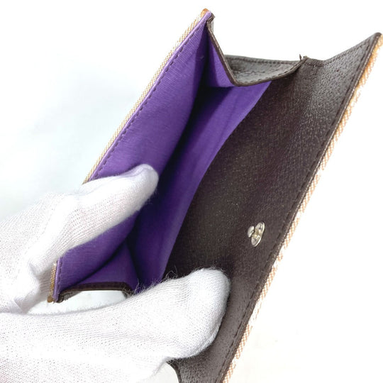 BVLGARI Folded wallet Leather / canvas Brown Logo mania Women Used Authentic