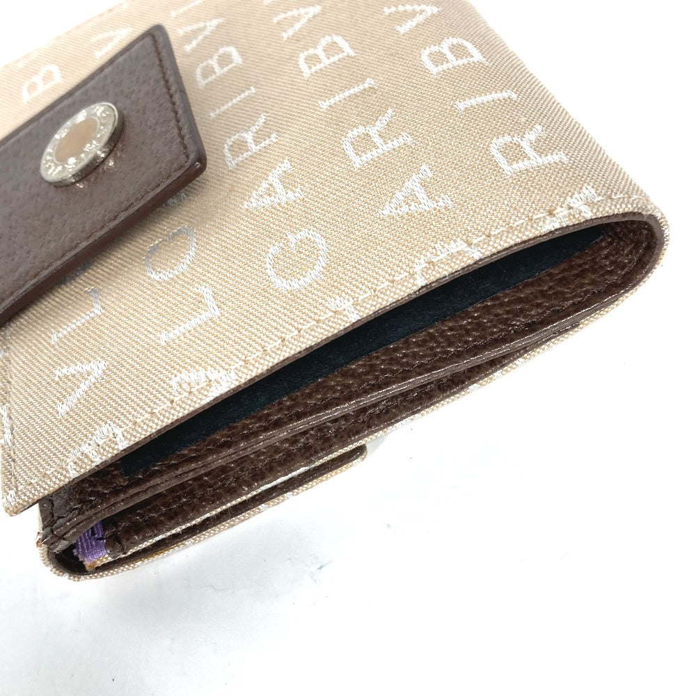 BVLGARI Folded wallet Leather / canvas Brown Logo mania Women Used Authentic