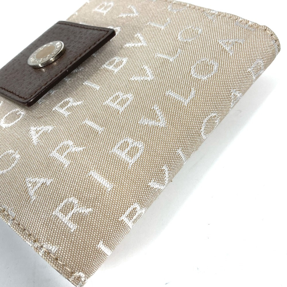 BVLGARI Folded wallet Leather / canvas Brown Logo mania Women Used Authentic