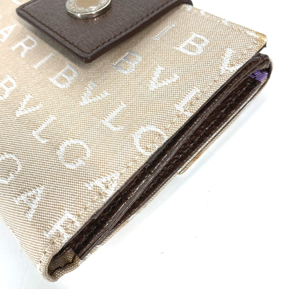 BVLGARI Folded wallet Leather / canvas Brown Logo mania Women Used Authentic