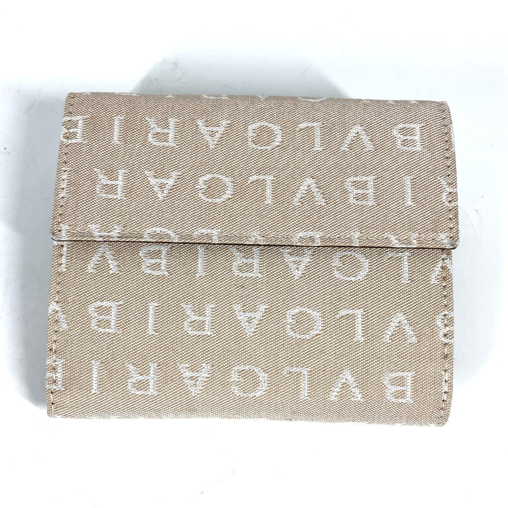 BVLGARI Folded wallet Leather / canvas Brown Logo mania Women Used Authentic