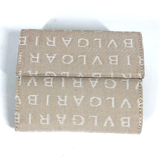 BVLGARI Folded wallet Leather / canvas Brown Logo mania Women Used Authentic