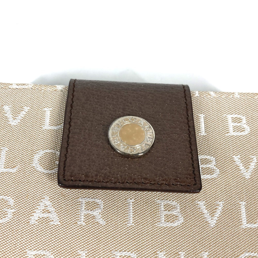 BVLGARI Folded wallet Leather / canvas Brown Logo mania Women Used Authentic