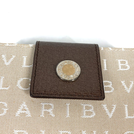 BVLGARI Folded wallet Leather / canvas Brown Logo mania Women Used Authentic