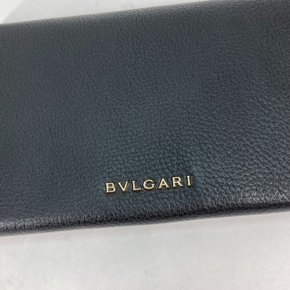 BVLGARI Long Wallet Purse 35963 leather black Long wallet MONETE Monate Women Used Authentic