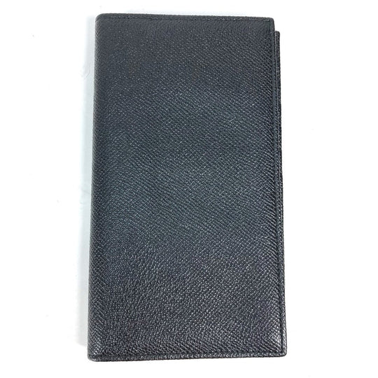BVLGARI Long Wallet Purse leather black Long wallet logo mens Used Authentic
