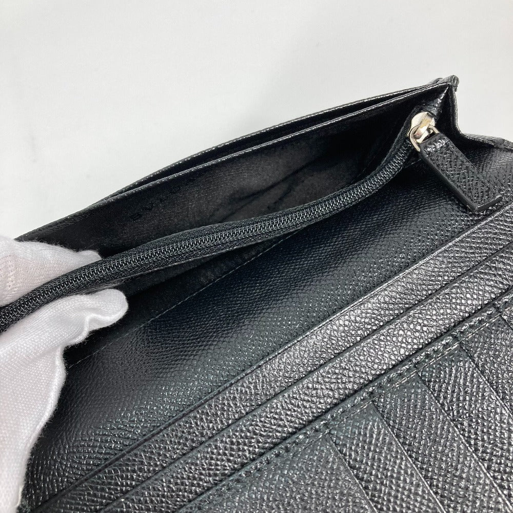BVLGARI Long Wallet Purse leather black Long wallet logo mens Used Authentic
