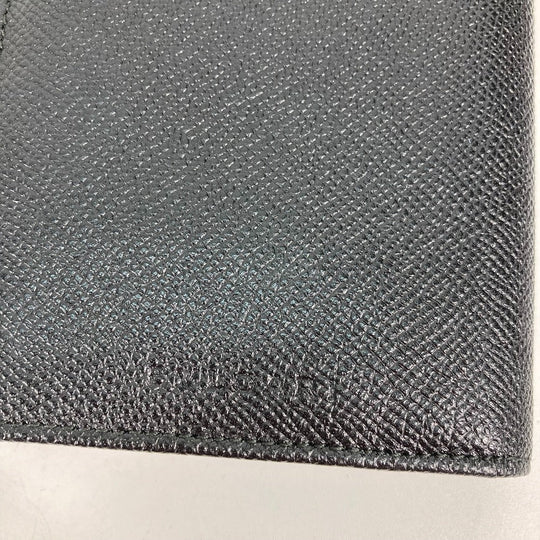 BVLGARI Long Wallet Purse leather black Long wallet logo mens Used Authentic