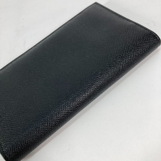 BVLGARI Long Wallet Purse leather black Long wallet logo mens Used Authentic