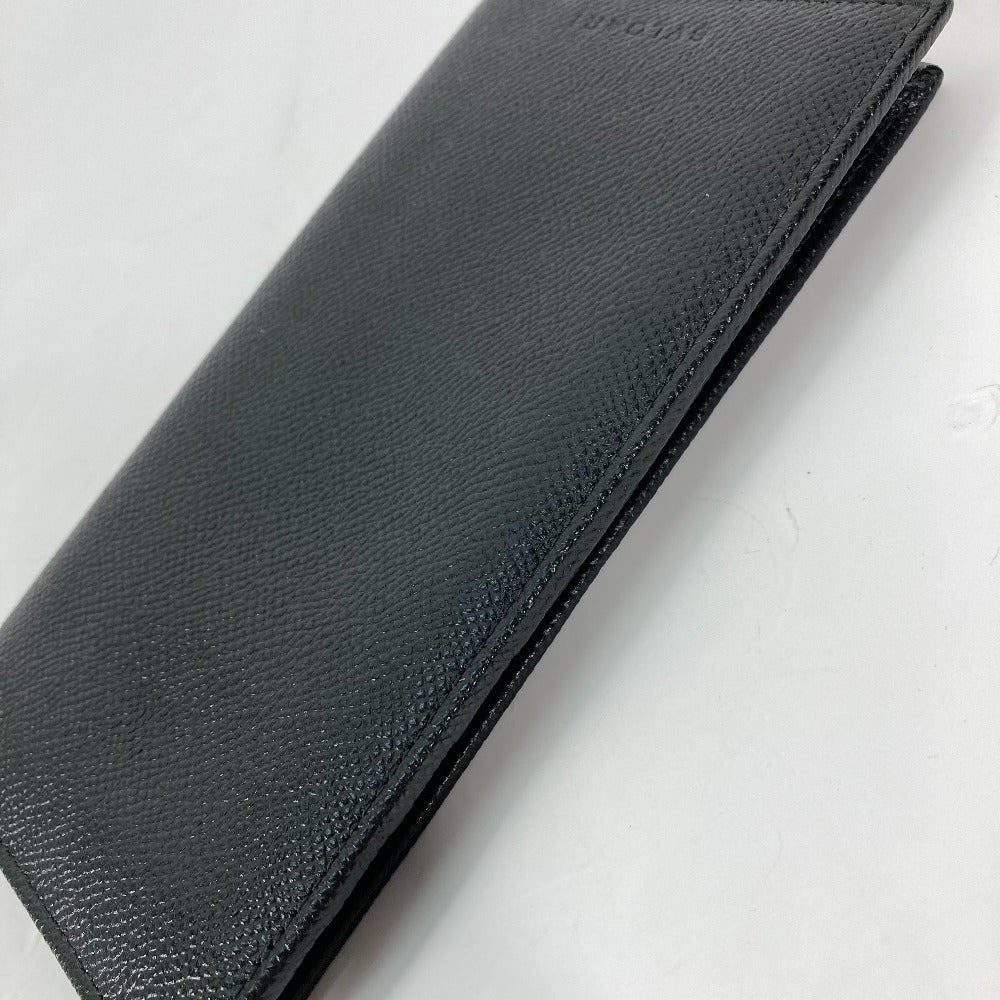 BVLGARI Long Wallet Purse leather black Long wallet logo mens Used Authentic