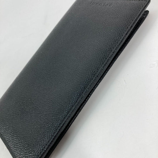 BVLGARI Long Wallet Purse leather black Long wallet logo mens Used Authentic