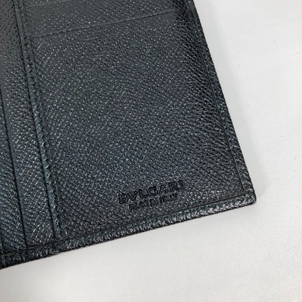 BVLGARI Long Wallet Purse leather black Long wallet logo mens Used Authentic