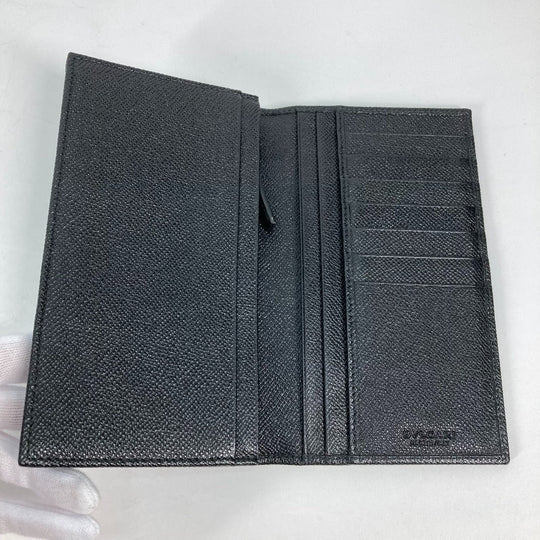 BVLGARI Long Wallet Purse leather black Long wallet logo mens Used Authentic