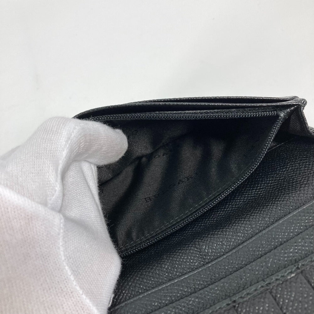 BVLGARI Long Wallet Purse leather black Long wallet logo mens Used Authentic