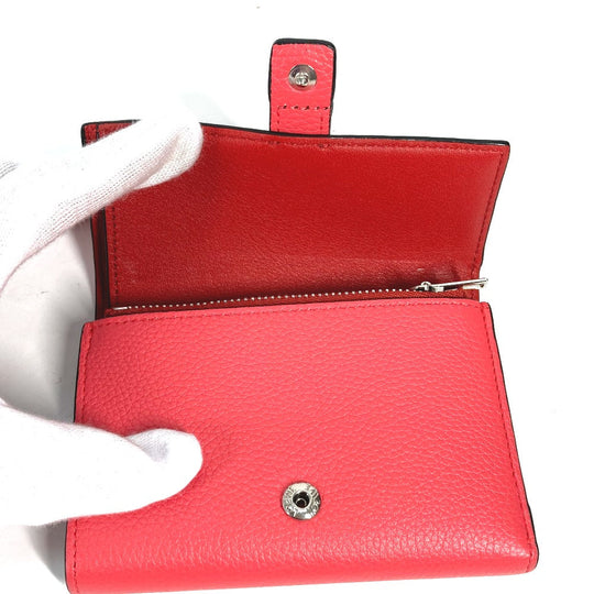LOEWE Trifold wallet leather Red wine red By color Anagram Small Vertical Wallet Women Used Authentic