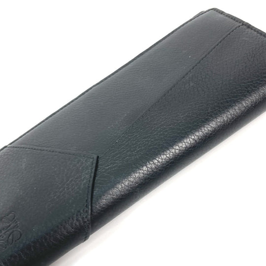 LOEWE Long Wallet Purse leather black Long wallet puzzle mens Used Authentic