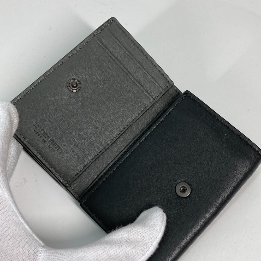 BOTTEGAVENETA Trifold wallet 515385 leather black INTRECCIATO mens Used Authentic