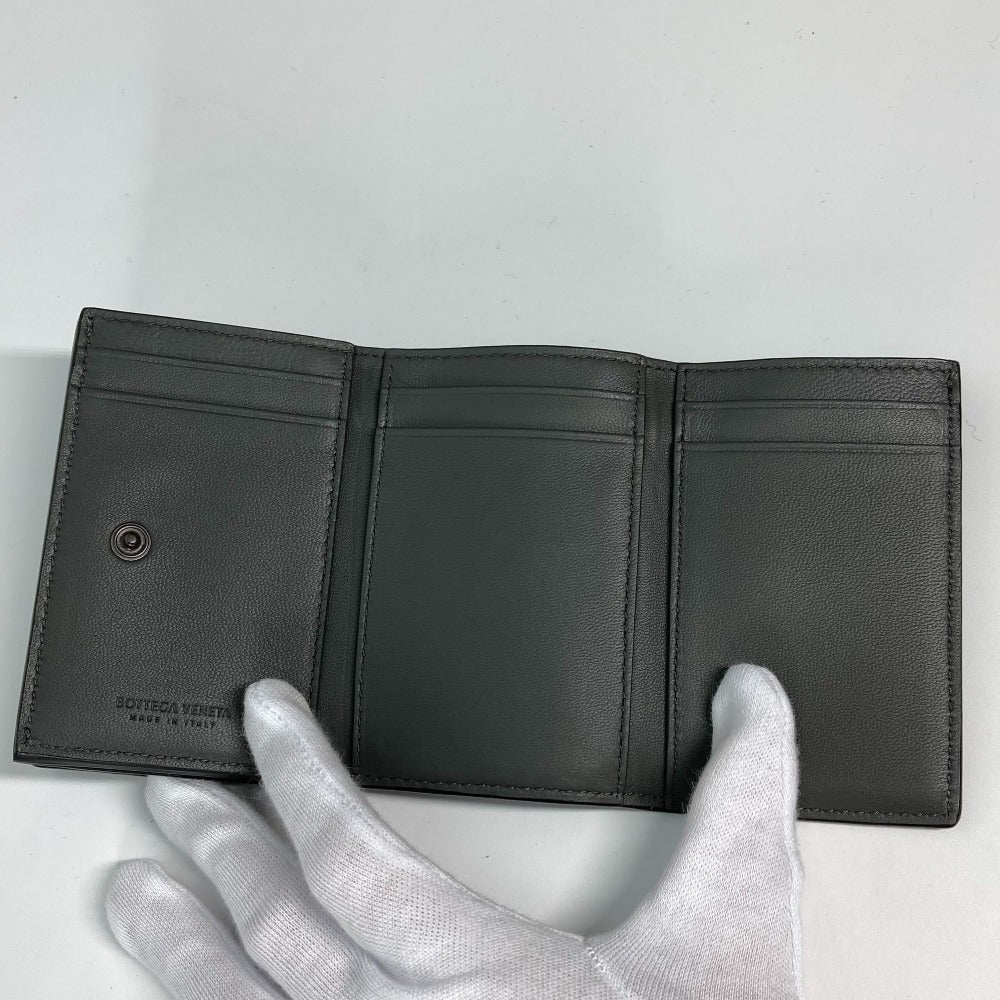 BOTTEGAVENETA Trifold wallet 515385 leather black INTRECCIATO mens Used Authentic