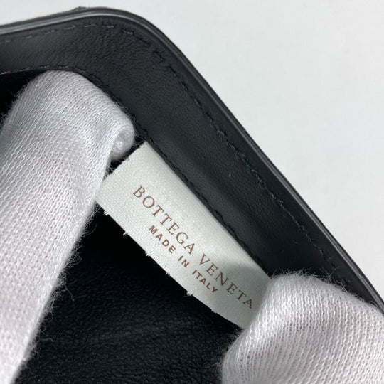 BOTTEGAVENETA Trifold wallet 515385 leather black INTRECCIATO mens Used Authentic