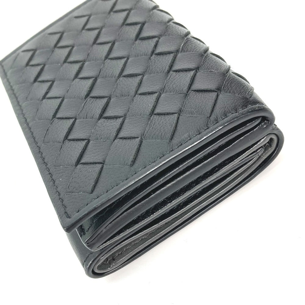 BOTTEGAVENETA Trifold wallet 515385 leather black INTRECCIATO mens Used Authentic