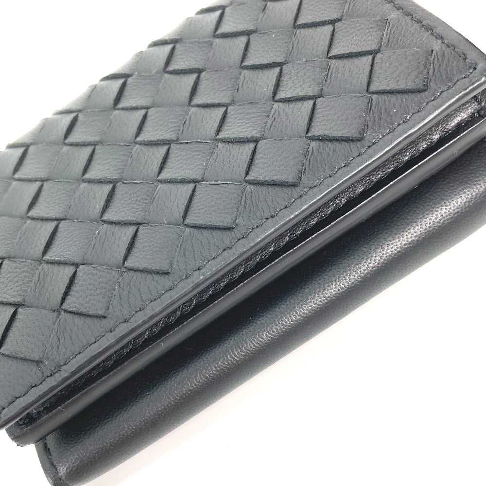 BOTTEGAVENETA Trifold wallet 515385 leather black INTRECCIATO mens Used Authentic