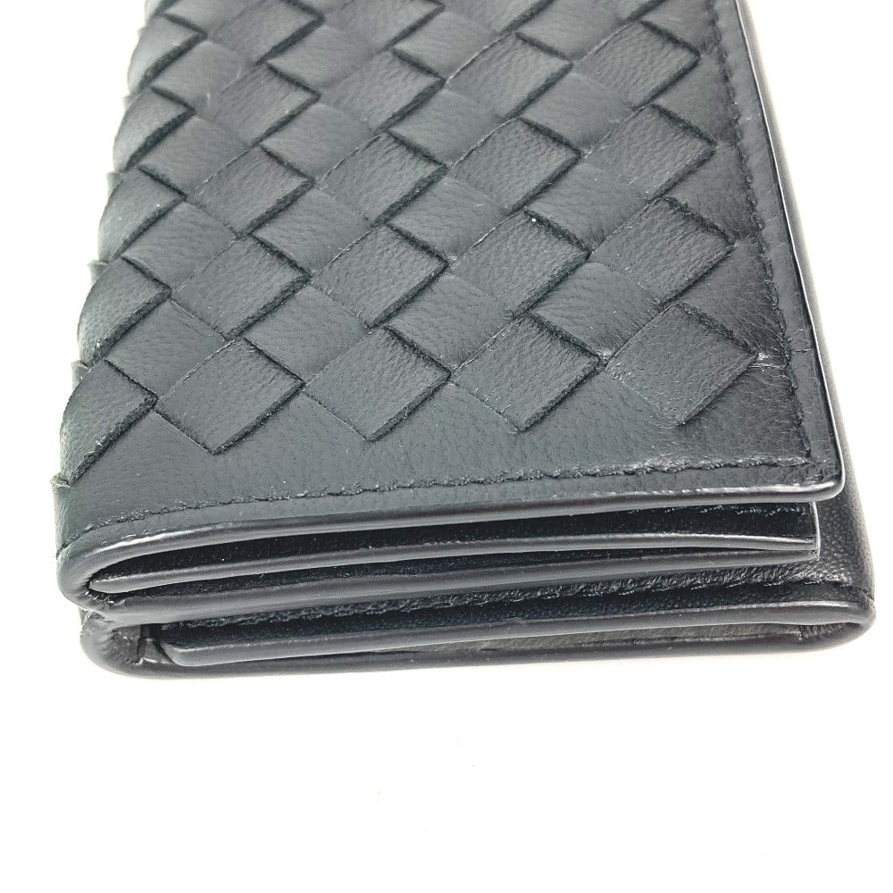 BOTTEGAVENETA Trifold wallet 515385 leather black INTRECCIATO mens Used Authentic