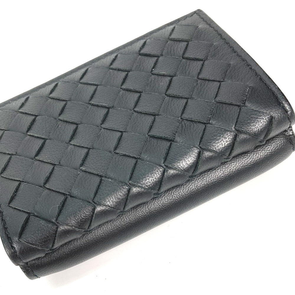 BOTTEGAVENETA Trifold wallet 515385 leather black INTRECCIATO mens Used Authentic