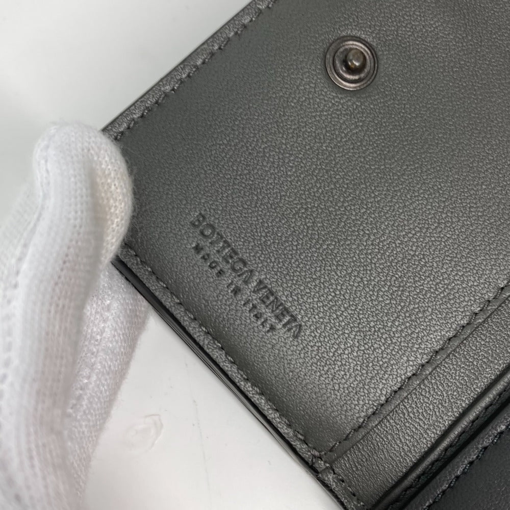 BOTTEGAVENETA Trifold wallet 515385 leather black INTRECCIATO mens Used Authentic