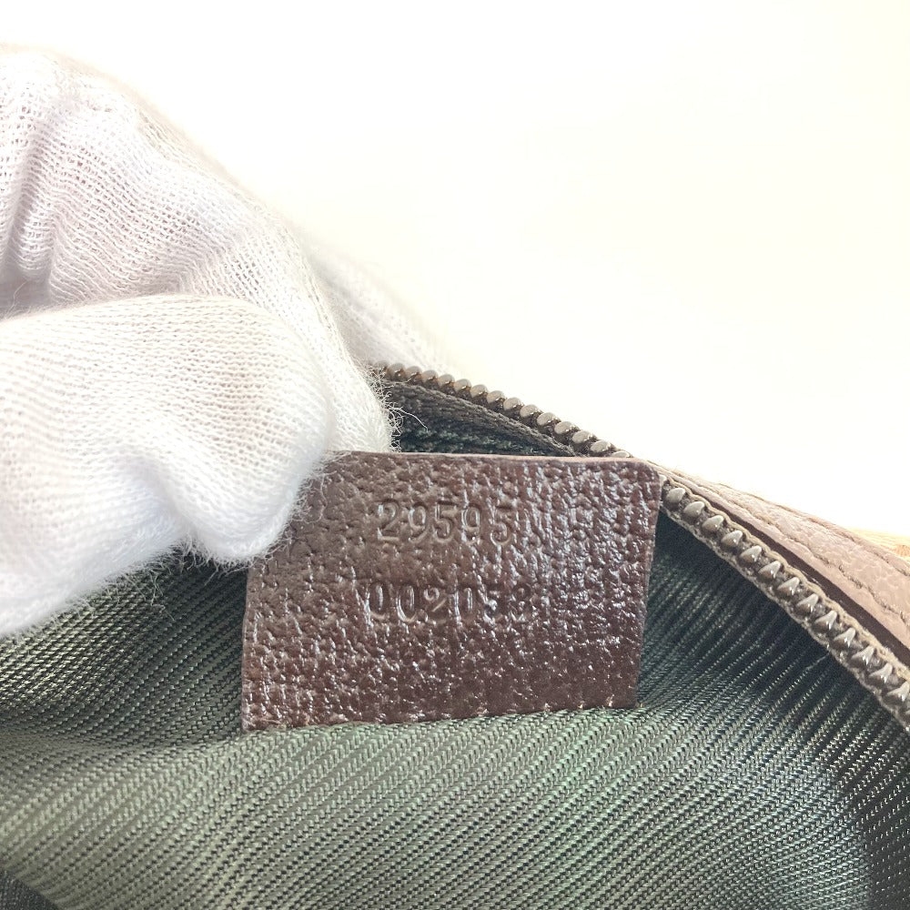 GUCCI Pouch 29595 GG canvas / leather Beige x dark brown GG Women Used Authentic