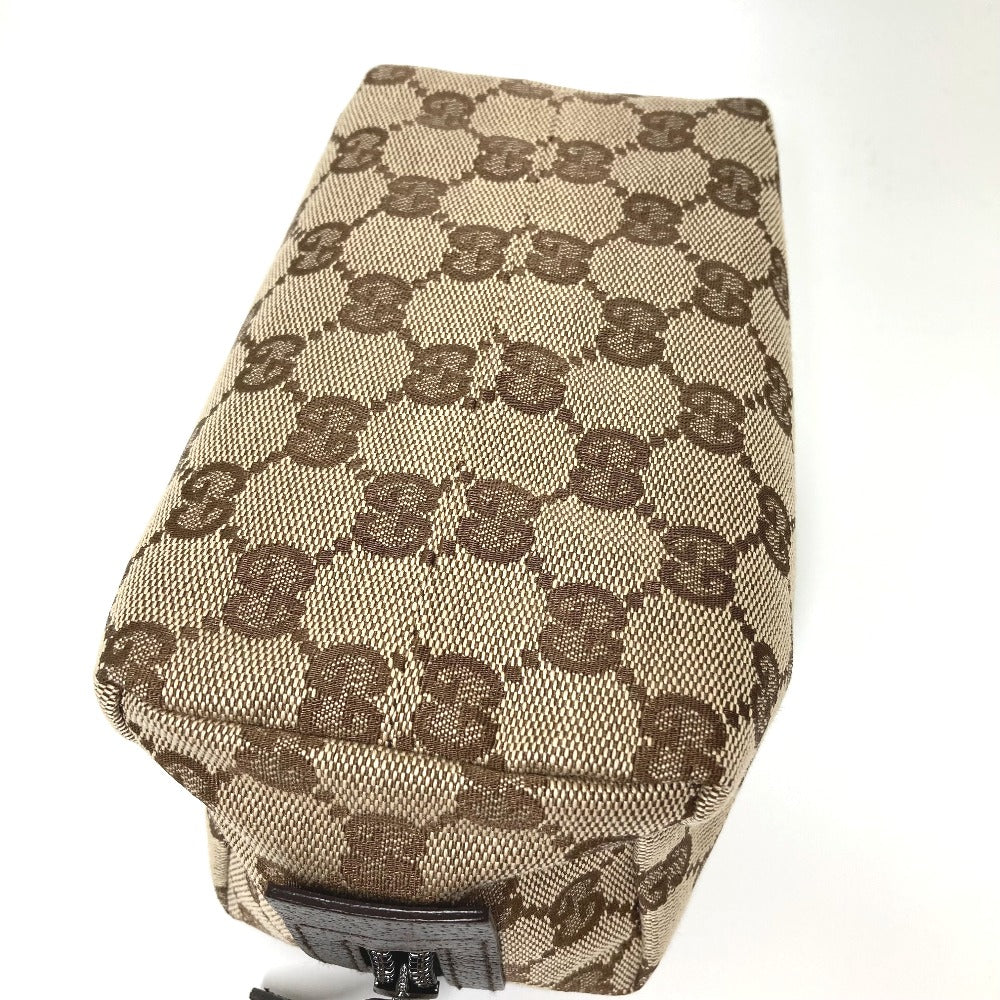 GUCCI Pouch 29595 GG canvas / leather Beige x dark brown GG Women Used Authentic