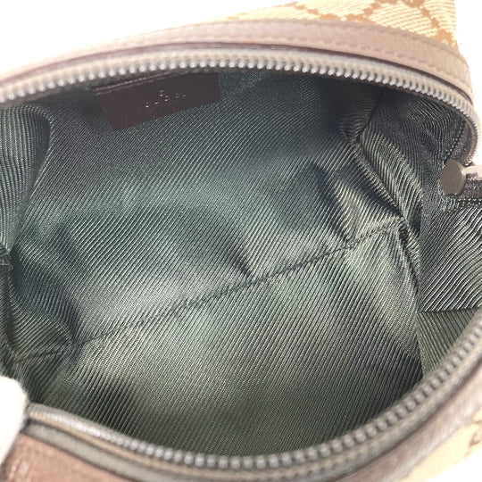 GUCCI Pouch 29595 GG canvas / leather Beige x dark brown GG Women Used Authentic
