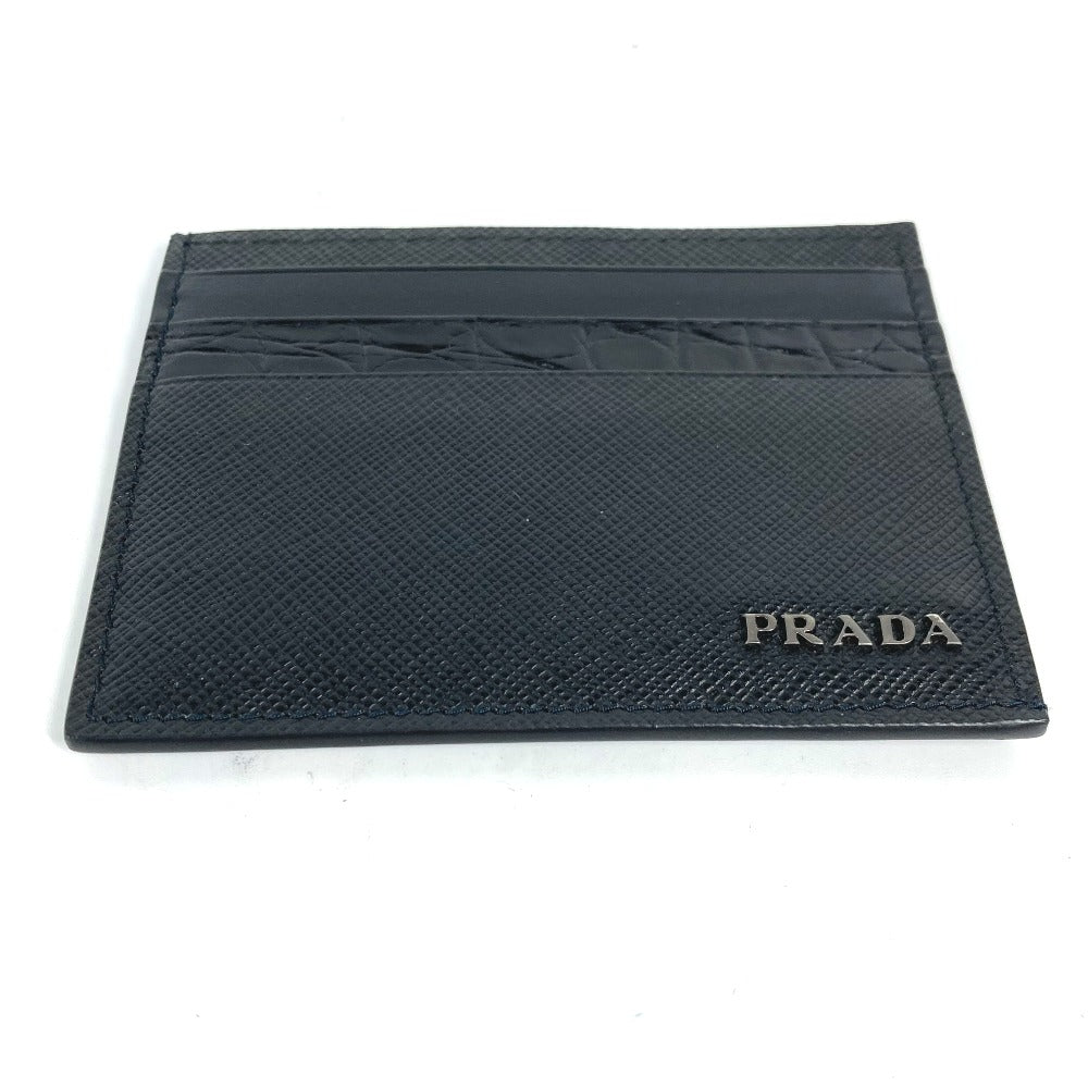 PRADA Card Case 2MC223 Safiano leather black logo mens Used Authentic