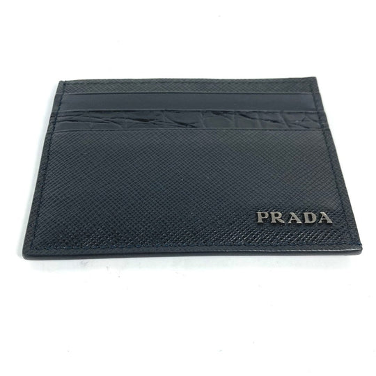 PRADA Card Case 2MC223 Safiano leather black logo mens Used Authentic