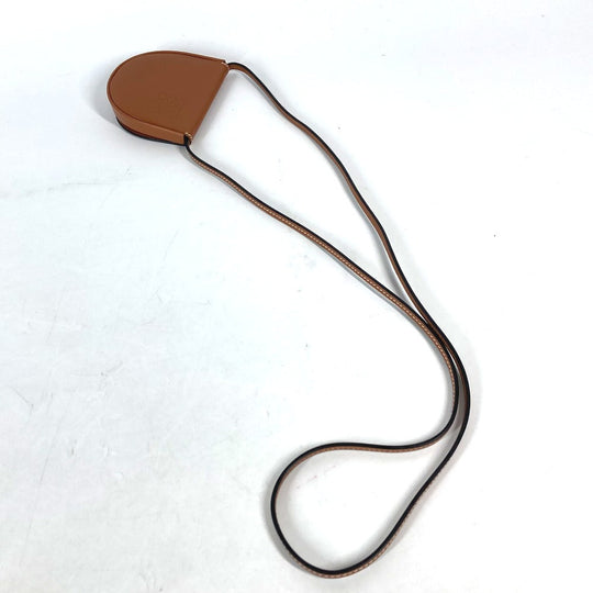 HERMES Necklace Leather, Metal gold Accessories Serie logo round Women Used Authentic